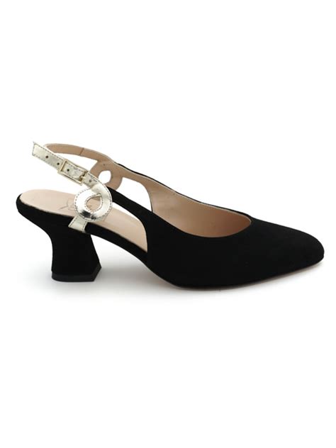 scarpe tipo chanel donna pelle nere|Decolletè slingback nere modello chanel in pelle .